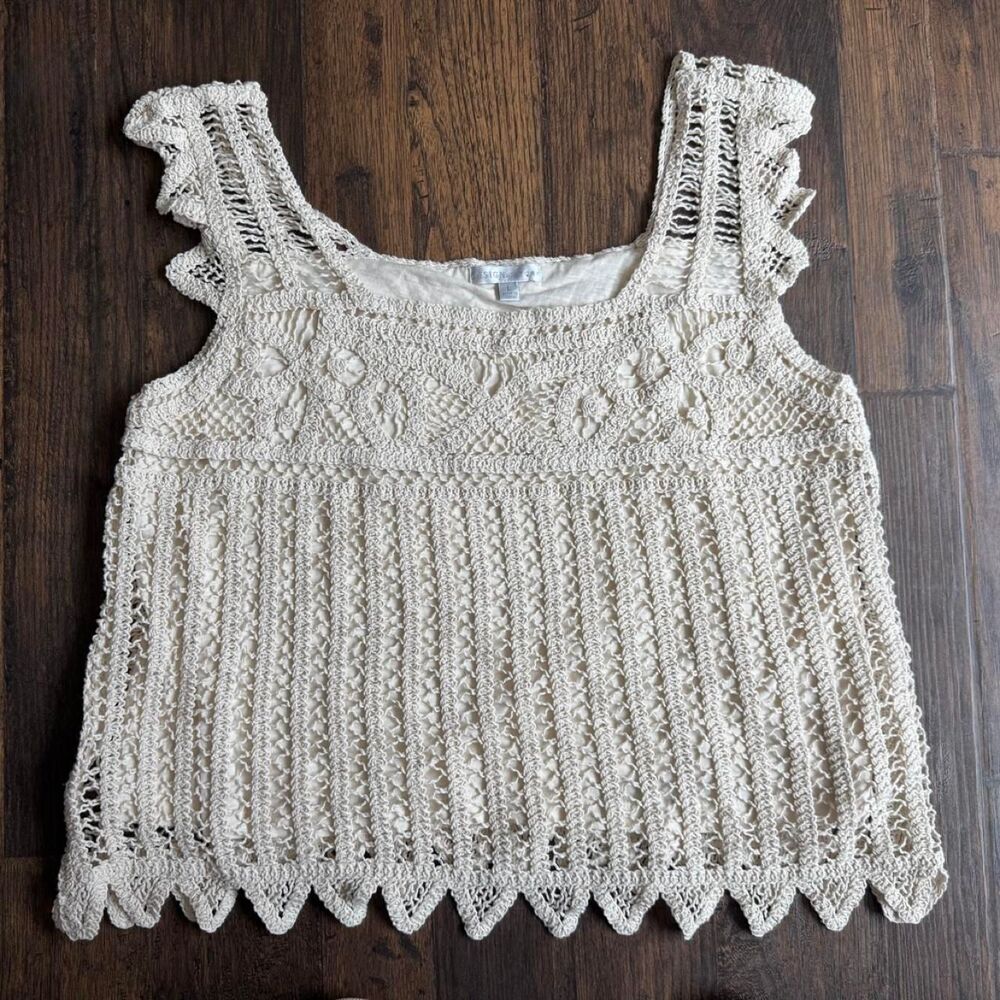 Crochet Knit Ruffle Tank Top